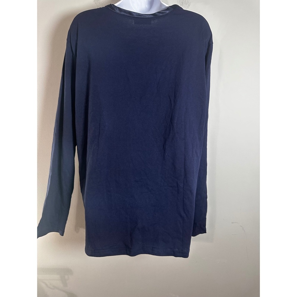 Temperley London Navy Blue Cotton Long Sleeve Top Satin Trim Mesh Detail Mens M‎ - Picture 3 of 9